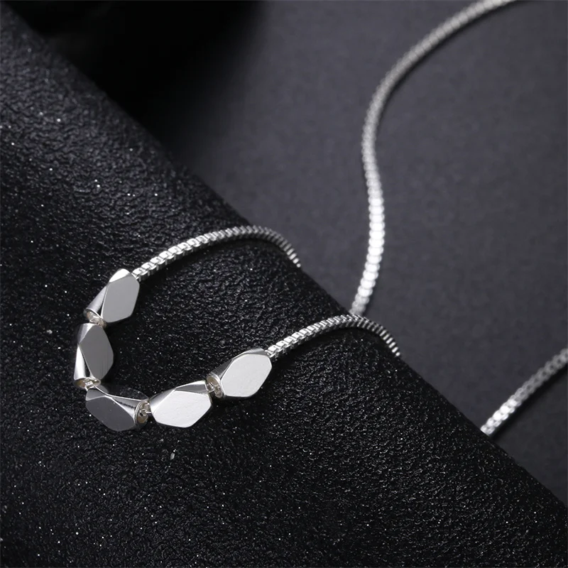 

Charms 925 Sterling Silver Box chain Simple geometry beans Pendant Necklace For Women Fashion noble party Jewelry Holiday gift