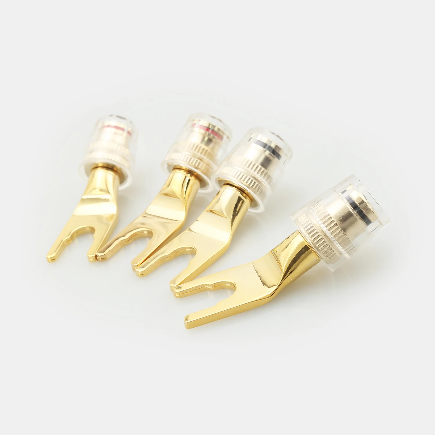 4PCS Gold Plated Copper Y Spade Speaker Plug Screw Lock No Solder Fork Connector 6-9mm Binding Post for HIFI Amp DIY