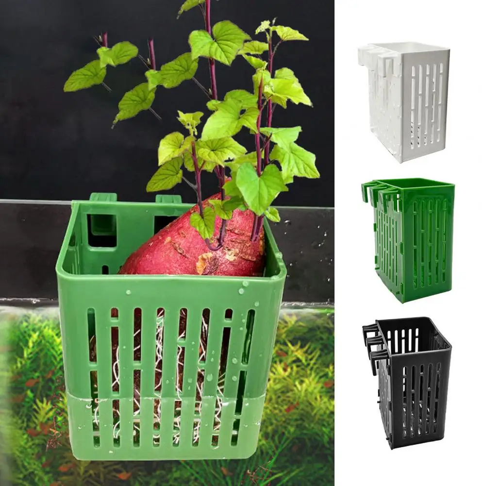 Aquarium Plant Stand Holder Heat-Resistant Hydroponic Basket Hanging Fish Tank Planter Cups with Hook for Aquarium Decoration