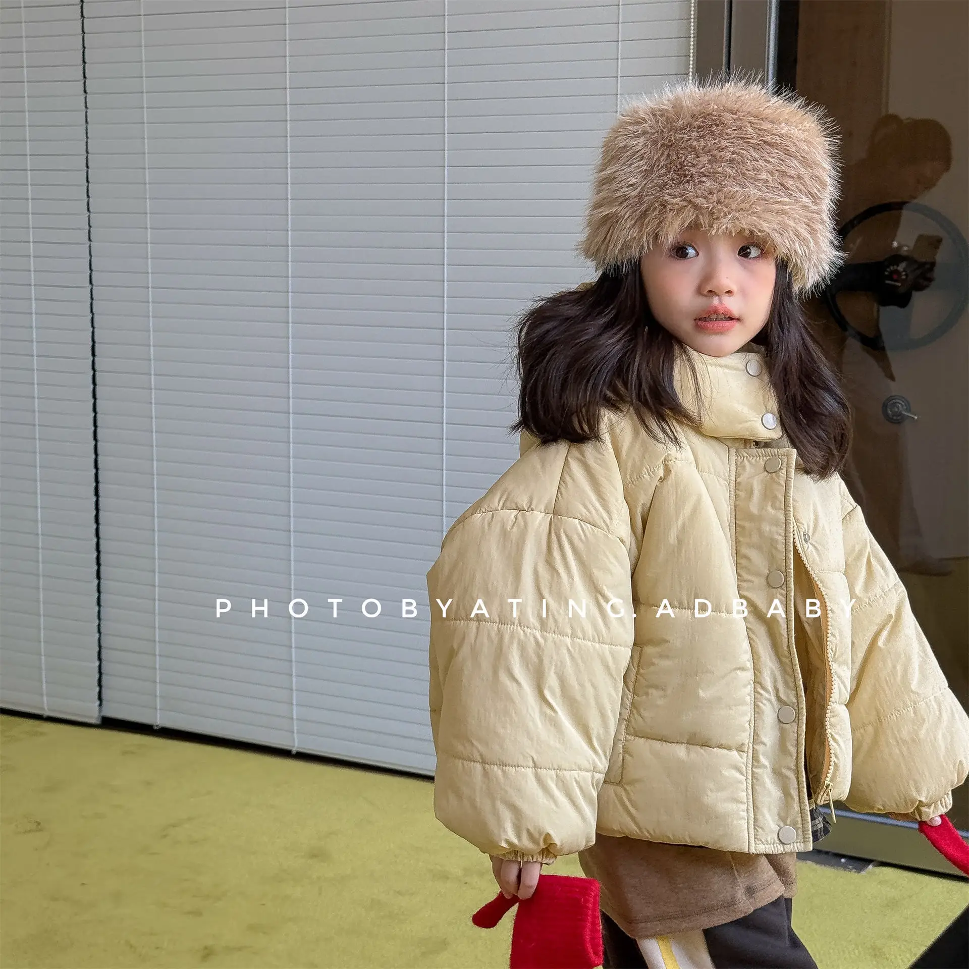 Korean Winter Kids Girls Parkas Hooded Thick Warm Infant Babys Girls Puffer Jackets Cotton Padded Toddler 1-6Yrs Girls Outerwear