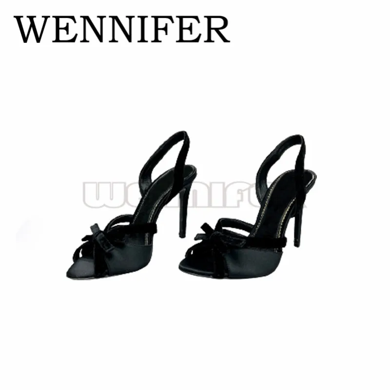 Satin Slingback Ankle Strap Sandals Open-toe Bow Tie High Stiletto Heels Mules Women's Party Dress Slip-on High Heeled Sandalias