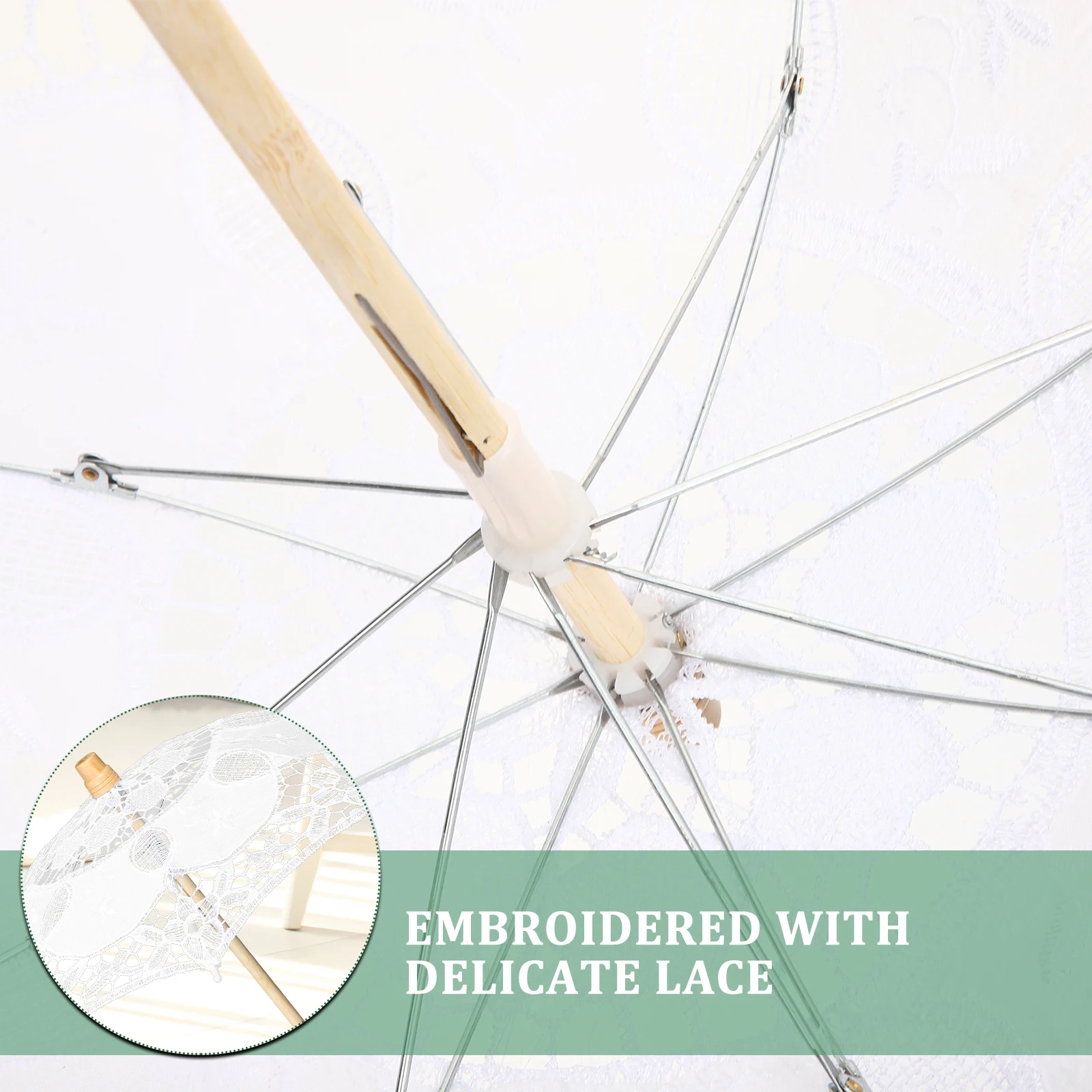 

1 Wooden Wedding Lace Umbrella Retro Prop Decorations for Bride Bridal Shower Party Costume Stage Performance Elegant Embroidery