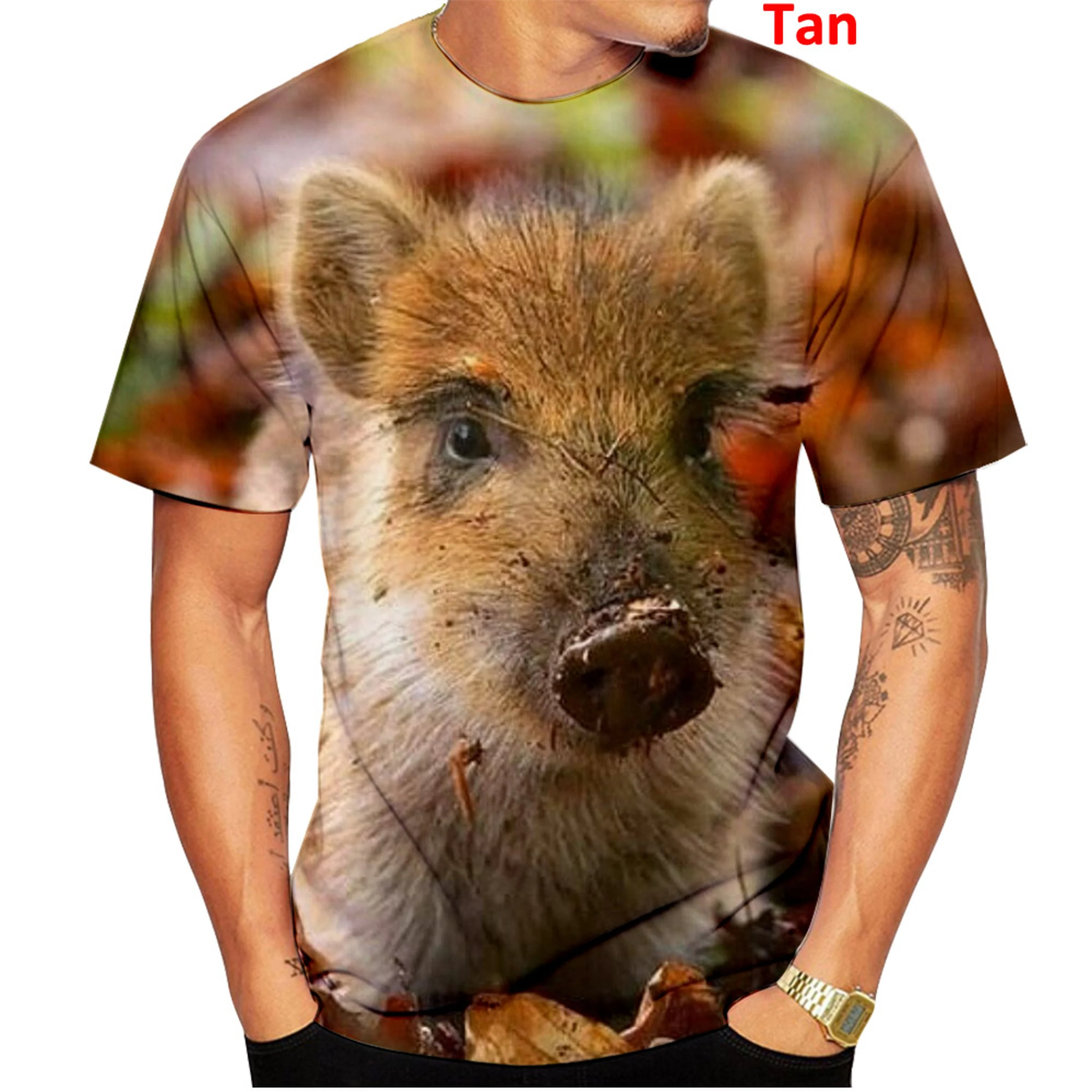 2022 Funny Swine Casual Tops Camo Hunting Animal Wild Boar 3D Print Men/Women T Shirt