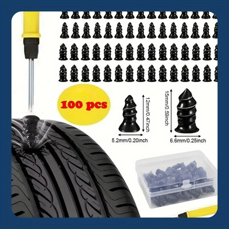

100pcs Tire Fix Rubber Nails Mushroom Nails Tire Repair Plug Protective Tire Fix Kit for Car Quick Repair Tool Tire Repair Tools