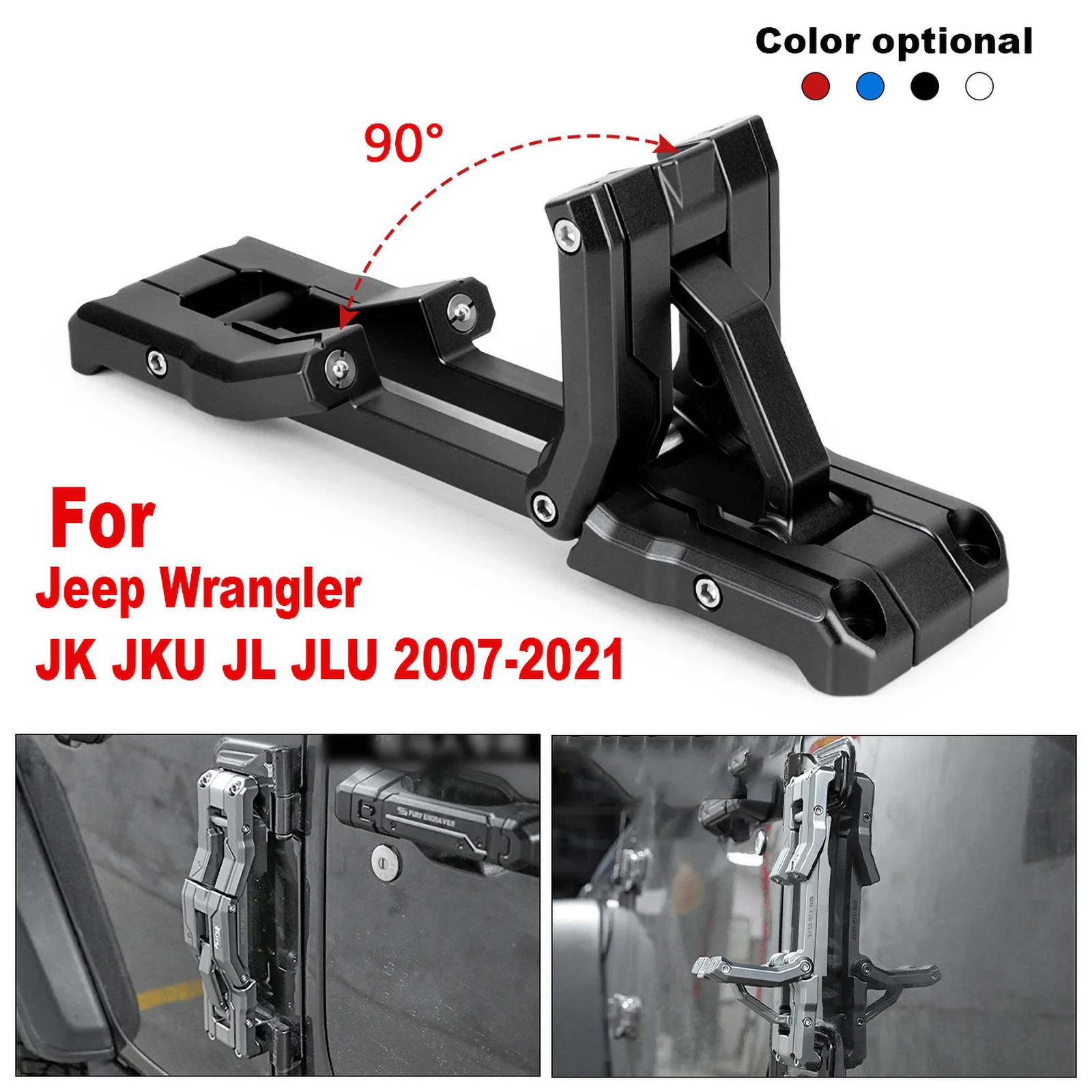 Foldable Car Folding Stepping Ladder Aluminum Door Hinge Step Heavy Duty Footboard for Jeep Wrangler JK JKU JL JLU 2007-2021