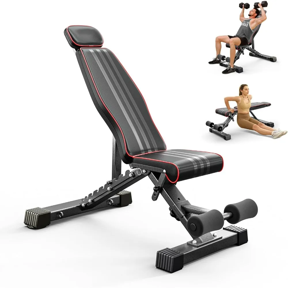 

Регулируемая складная скамья для жима 660 фунтов, для домашних тренировок, поднятия тяжестей, упражнений на пресс и жима лежа
