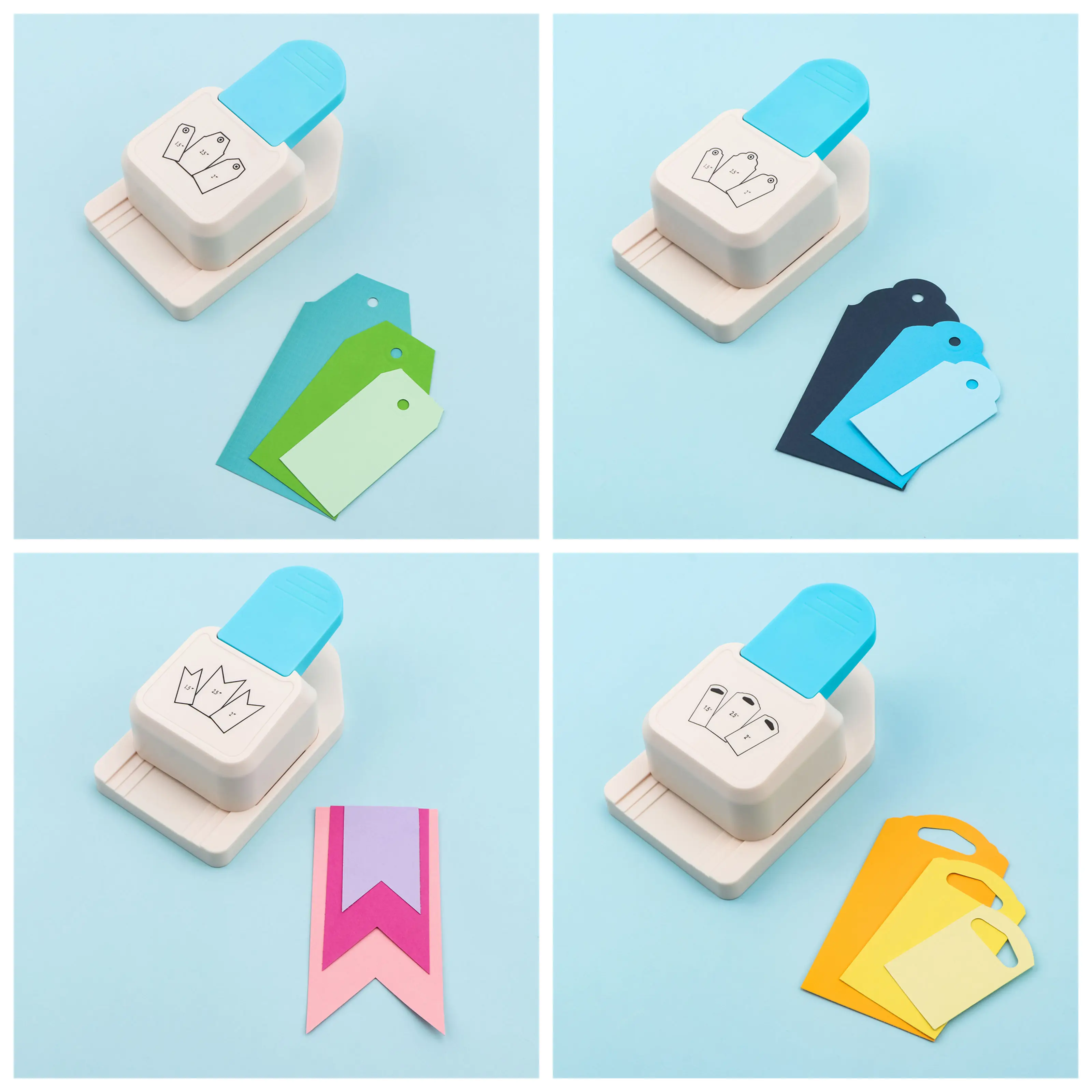 3-in-1 Craft Punch Banner and Tag Shape Cutter Paper Label Punch 1.5/2/2.5 Inches for Scrapbooking Card DIY Paper Photo Cutter