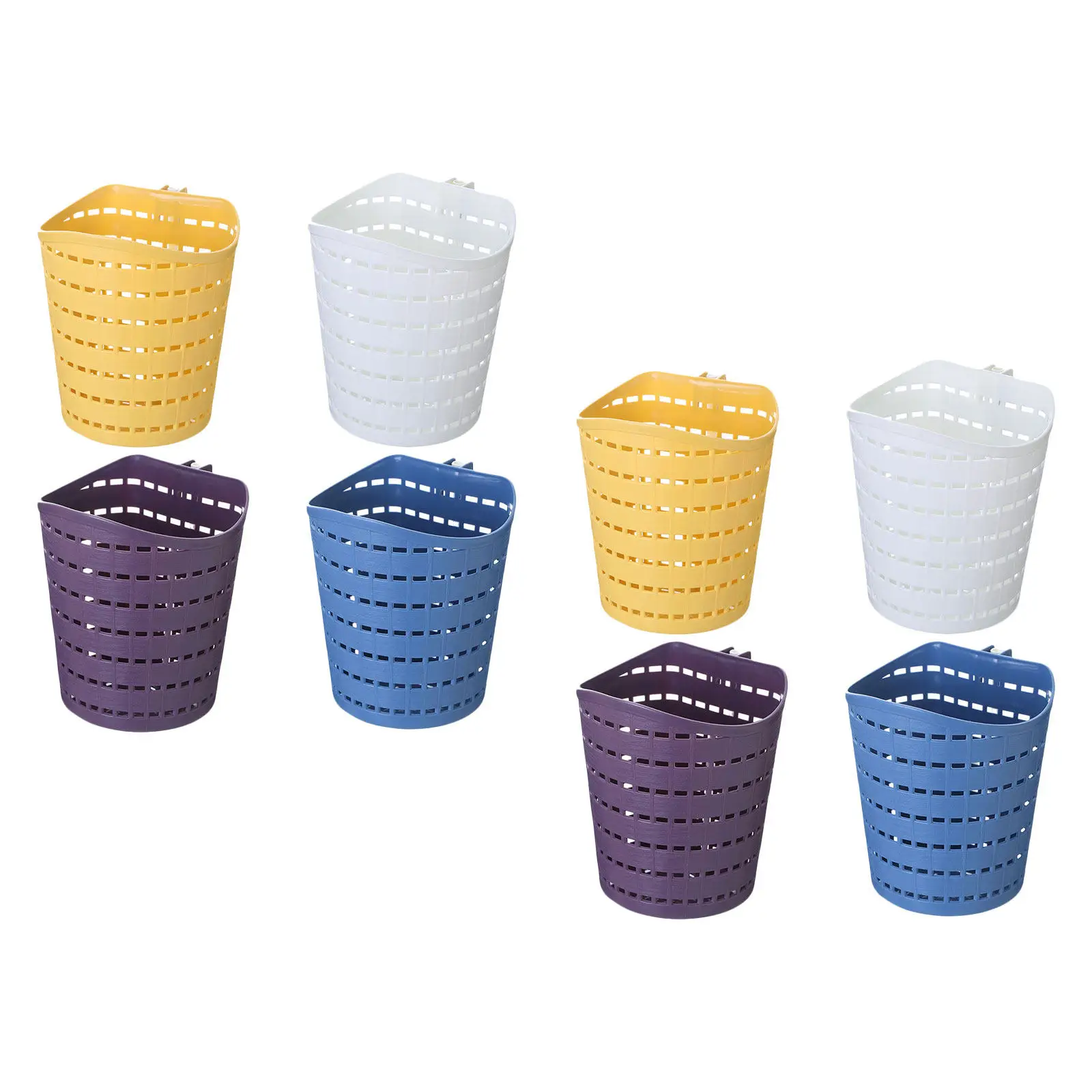 8Pcs Plastic Wall Mount Hanging Storage Basket Rotatable Hook Kitchen Bathroom Shower Organizer Toilet Hanging Storage