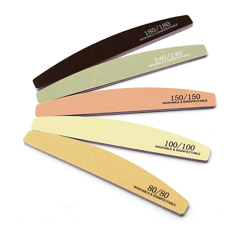 5Pcs Color Sandpaper Nails File And Buffers Set 80/80 100/100 150/150 180/180 240/240 Grit Boat Nail Files For Manicure Pedicure