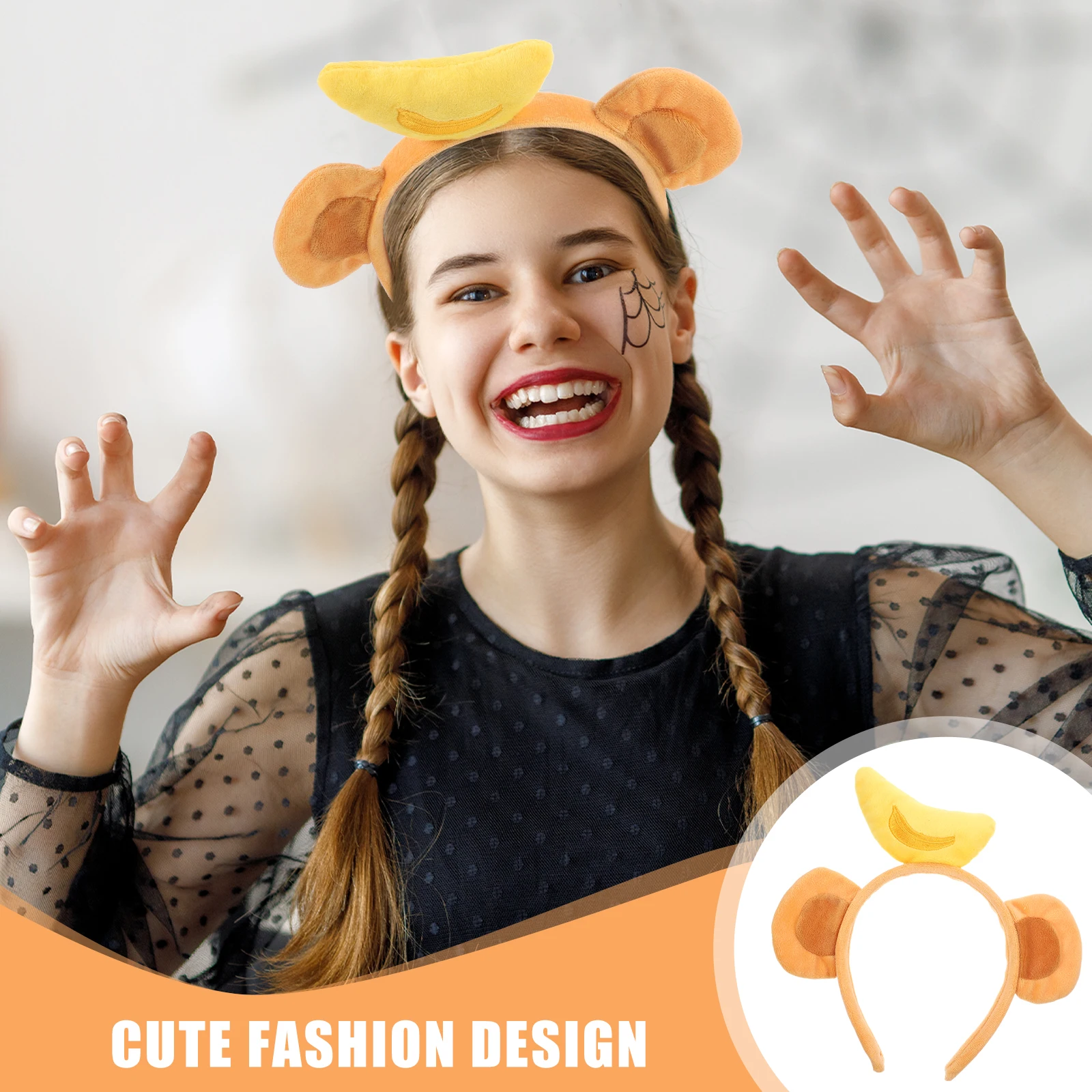 猿耳 Headb 1 セットソフトブラウン猿耳ヘアアクセサリーキッズパーティーコスプレ動物帽子フェスティバル小道具衣装