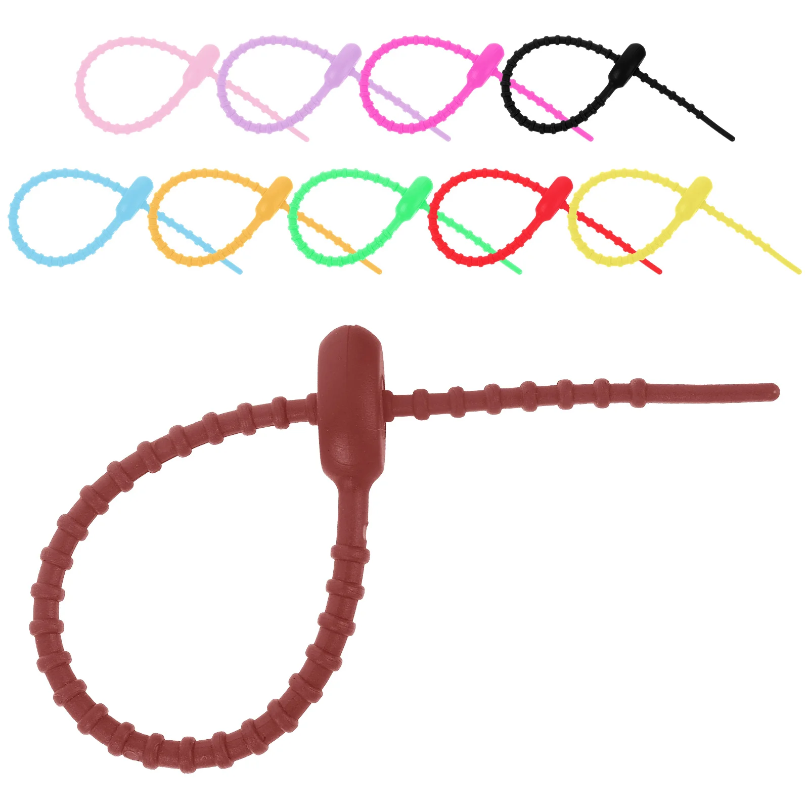 

10 Pcs Silicone Tie Releasable Cable Ties Reusable Lattice Small Silica Gel Fastening Cord for Electronics Holder