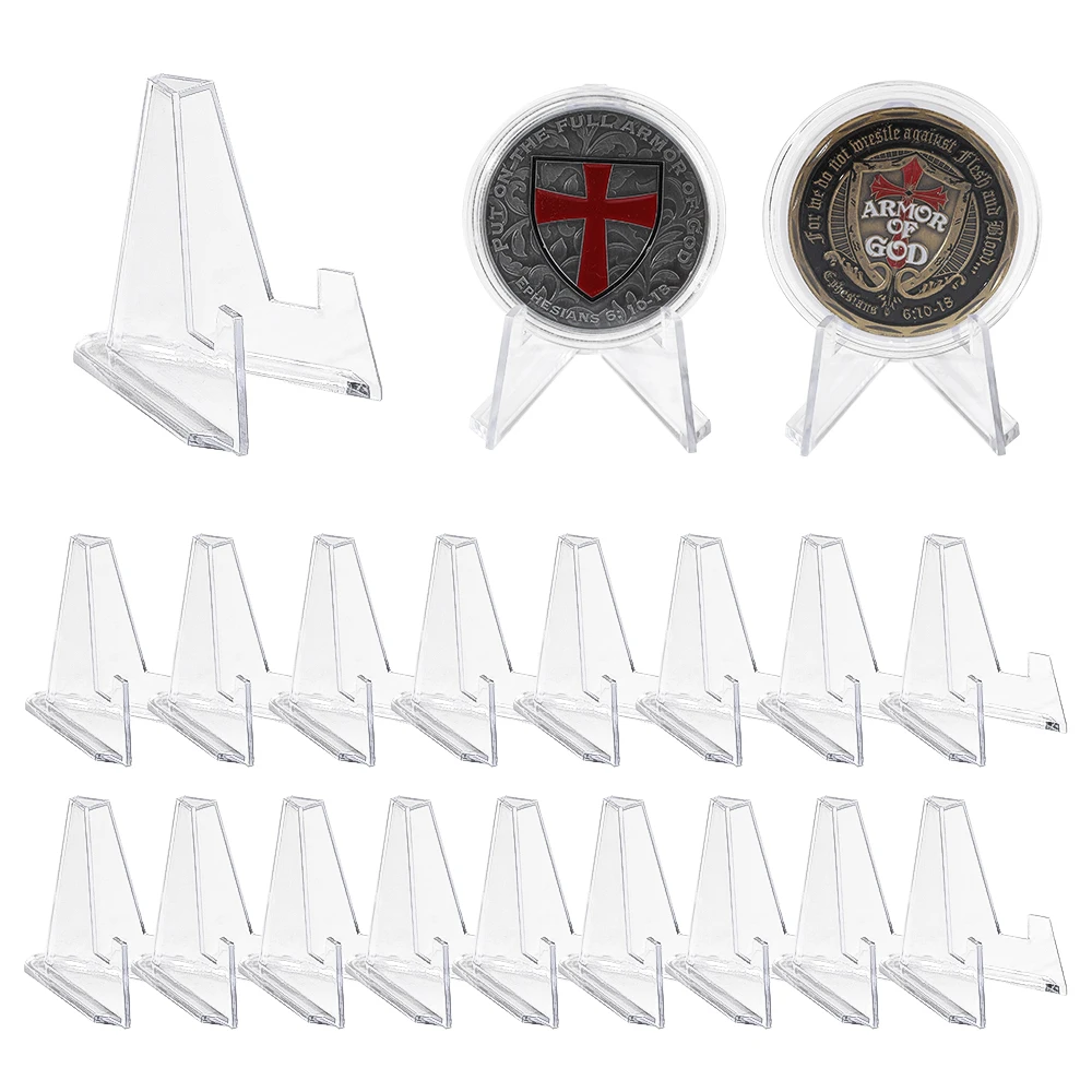 

Clear Coin Display Stand Plastic Mini easel holder Acrylic Stands for display Air-Tite Coins | Card | Pocket Watches | Capsules