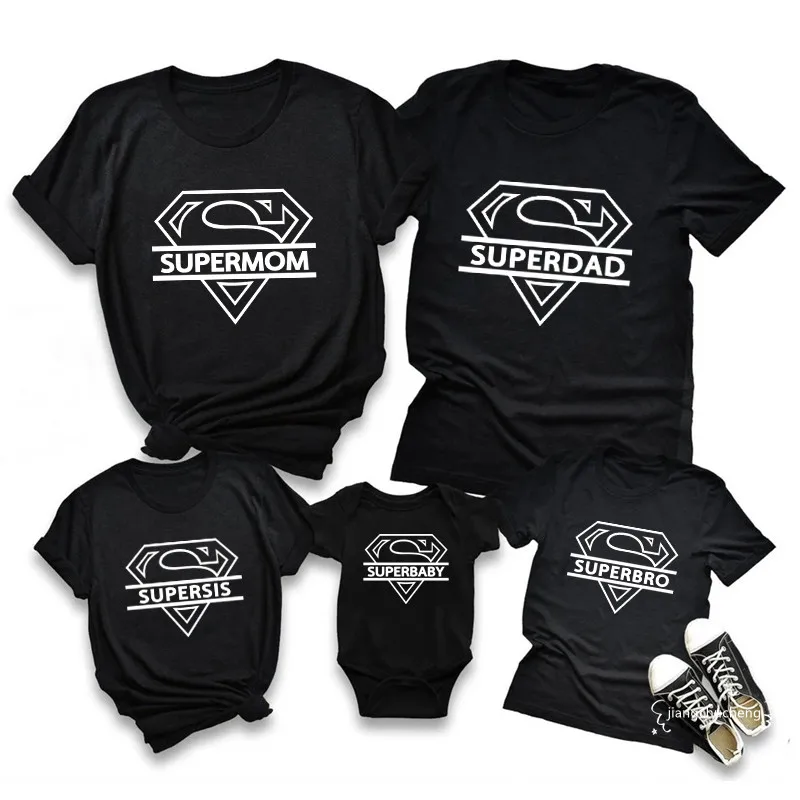 2024 Super Family Matching T-shirts Mother and Daughter Father Son Shirts Girls Boys Bodysuits Cotton Family Look Outfits