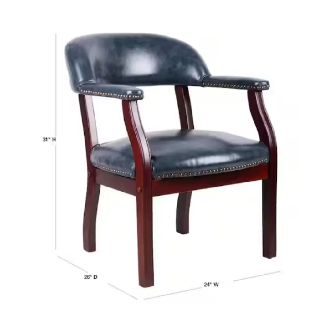 Sedia capitani contemporanea in blu e mogano