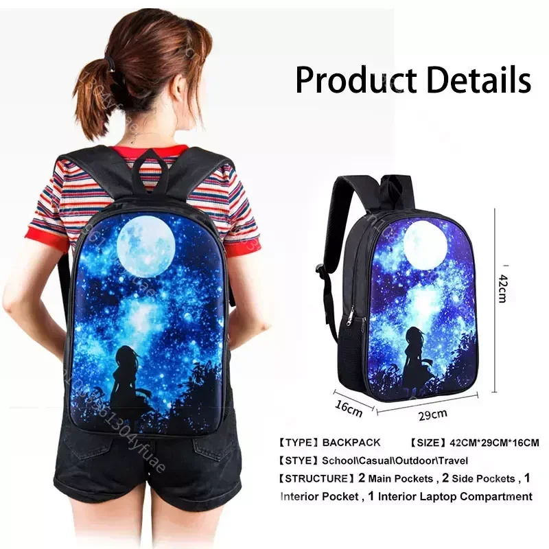16 inch Custom Your Image Logo Name  School Bag for Girls Backpack Cute Puppy Dog / Kitten Cat  Travel Backpack