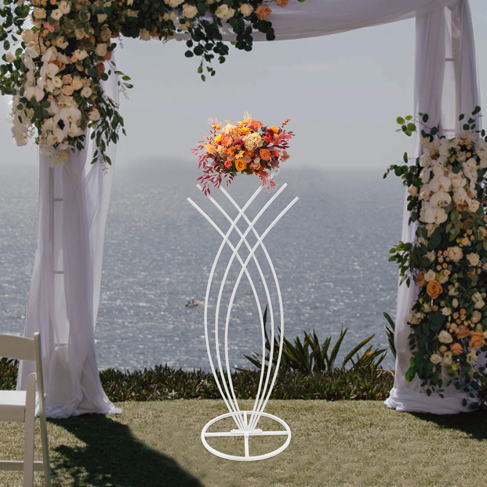 

40.16*13.39In Free Standing Wedding Flower Stand Set Wedding Arch Frame Iron Support Frame Backdrop Decoration Easy Installation