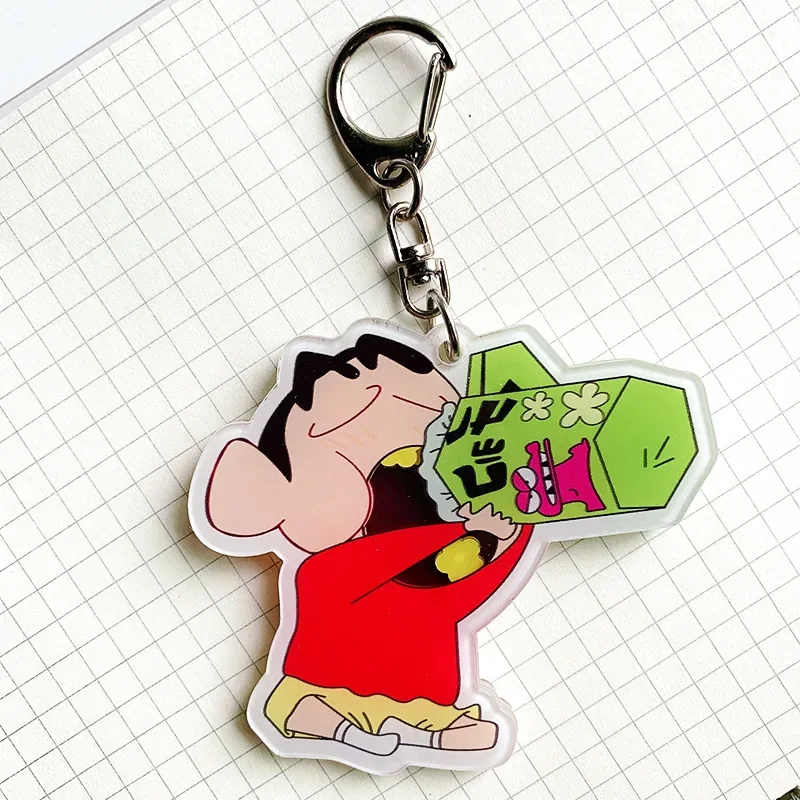 크레용 신짱 크리 에이 티브 열쇠 고리 교수형 펜던트 만화 Waniyama San 가방 액세서리 키 장식 아크릴 열쇠 고리