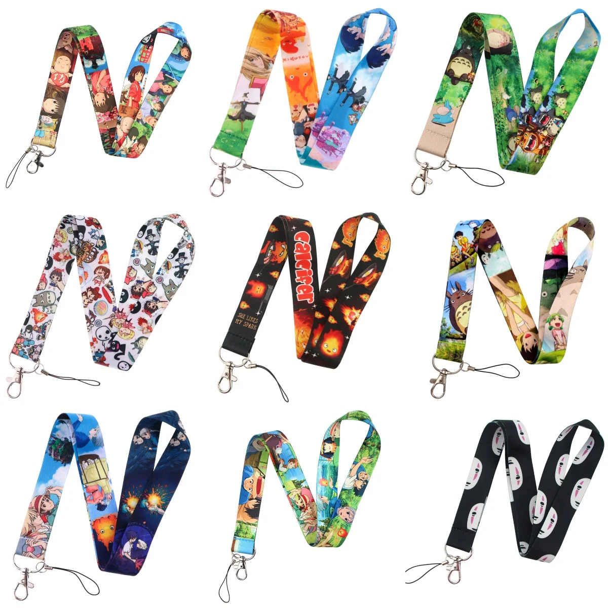 أنيمي فيلم الحبل لطيف القط حامل بطاقة الرقبة حزام لمفتاح بطاقة الهوية أحزمة الهاتف شارة حامل Keyrings تأثيري اكسسوارات الهدايا