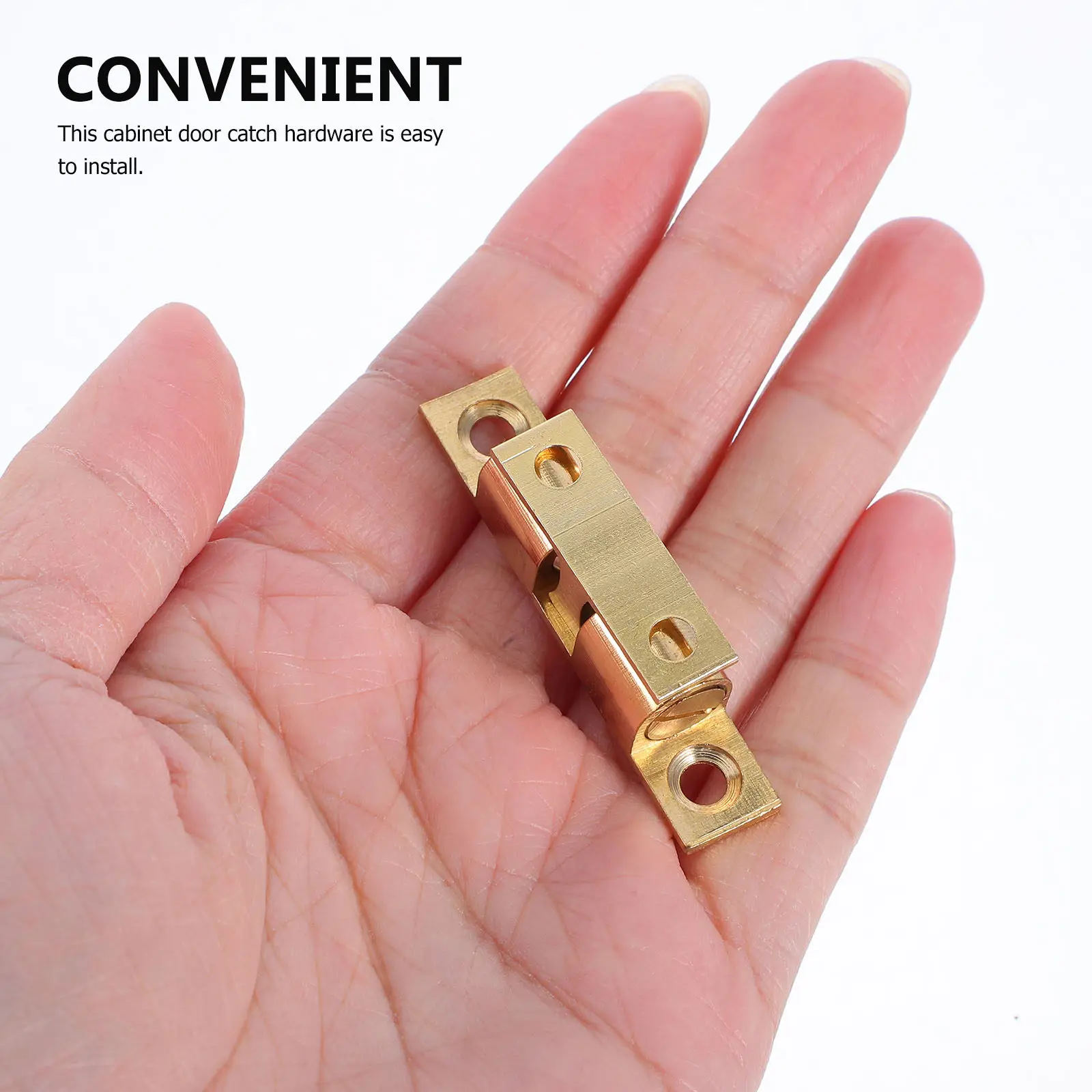4Pcs Medium Size Brass Door Catch Hardware Set Adjustable Double Ball Tension Roller Catch for Cabinet Closet Wardrobe Bookcase