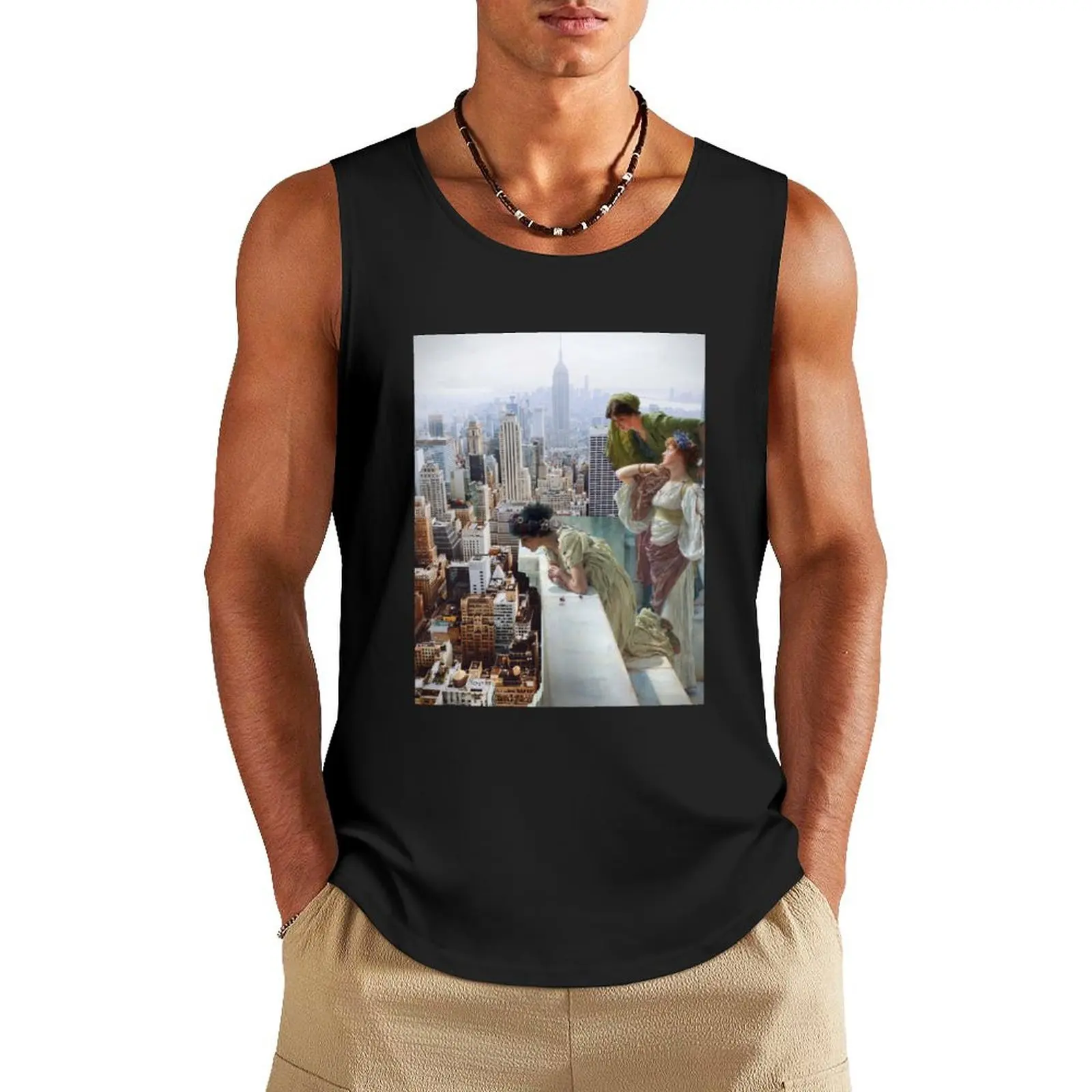 manhattan view Tank Top Man sleeveless shirt gym clothing men anime gym shirt man