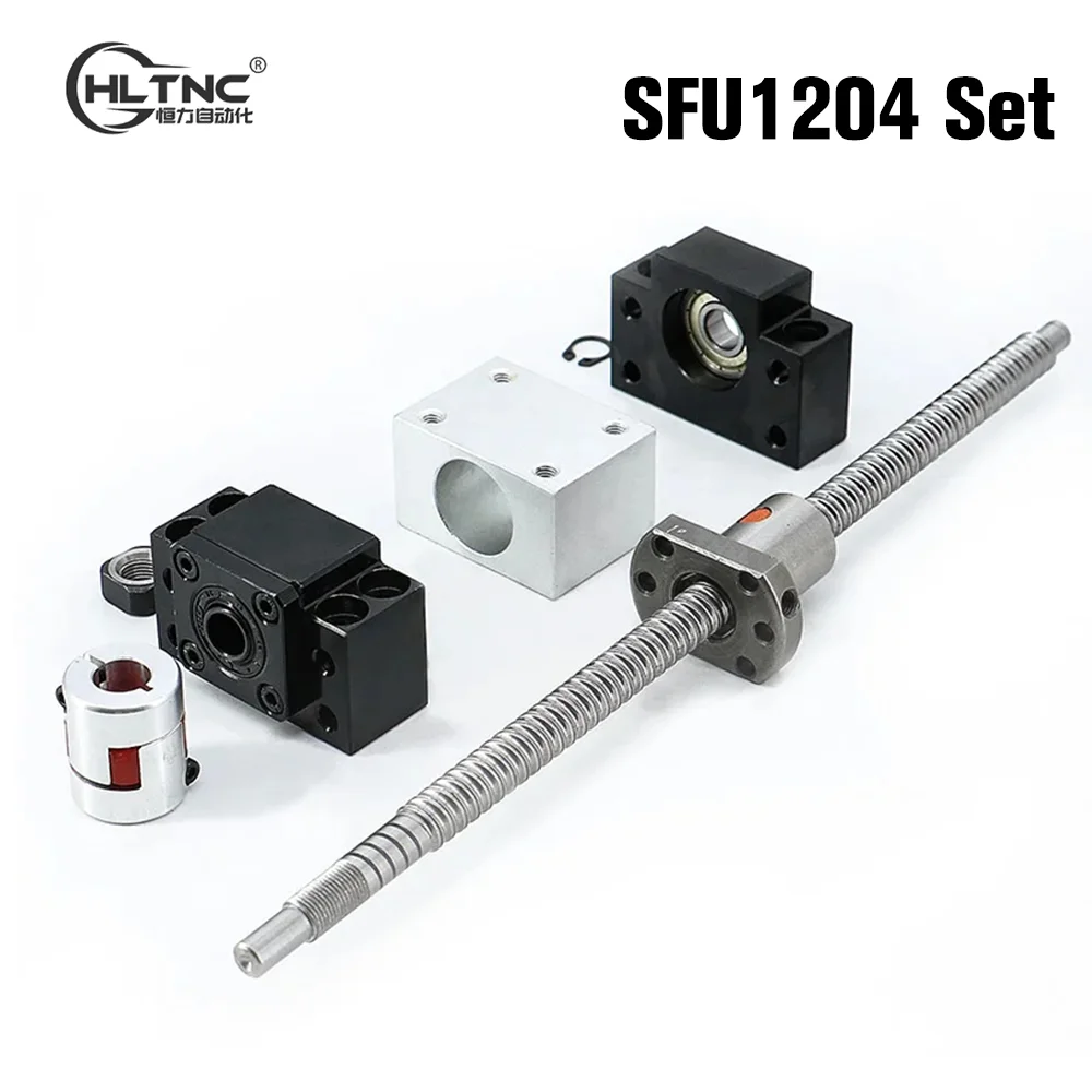 HLTNC 150 200 250 300 350 365 400 450 500 mm Ball screw SFU1204 with support  BK/BF10 end machining + Nut Housing + Coupling