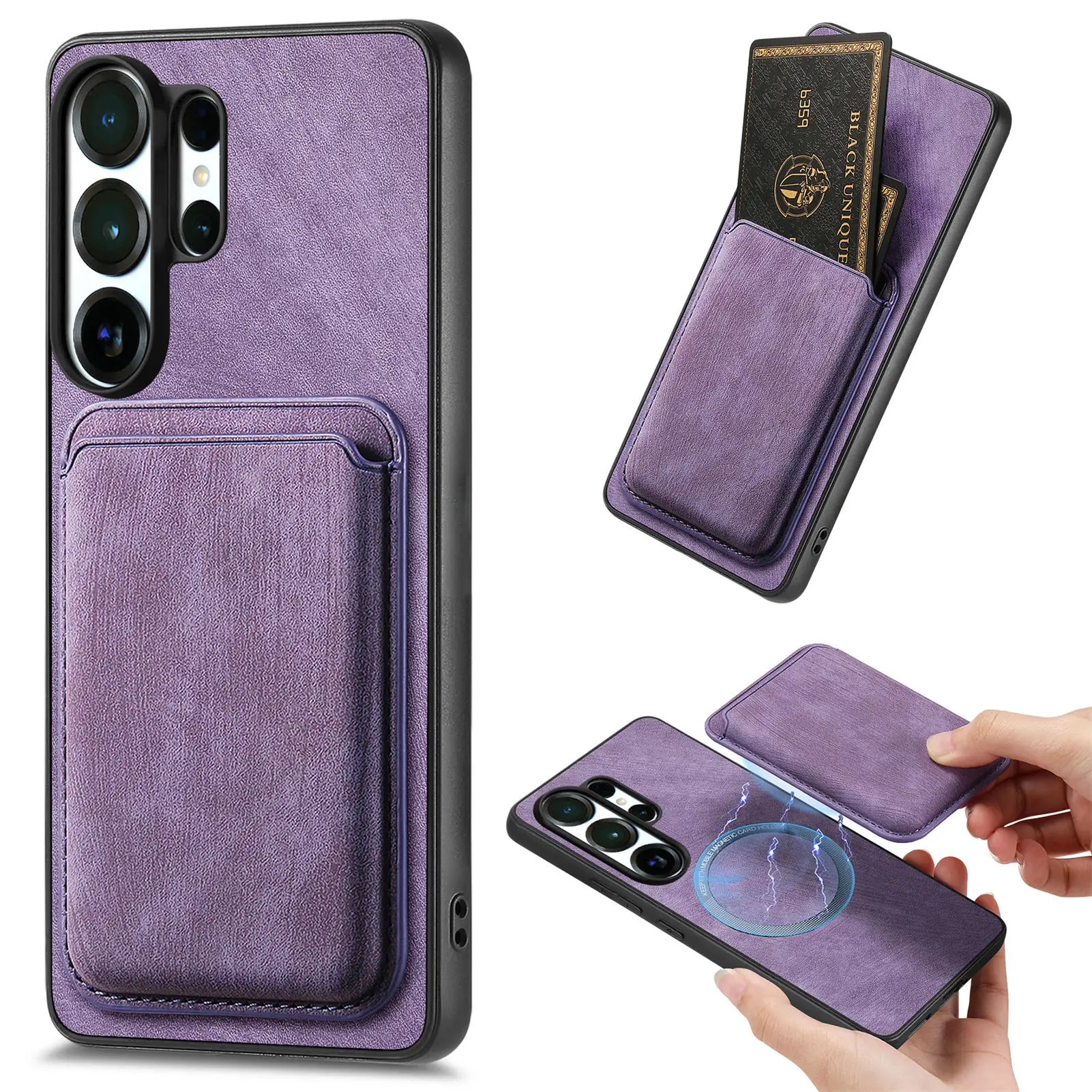 For Magsafe Samsung Galaxy S26 Ultra S26 S25 S24 S23 Ultra Case 2 in 1 Magnetic Wireless Charging Wallet Card Shockproof Cover