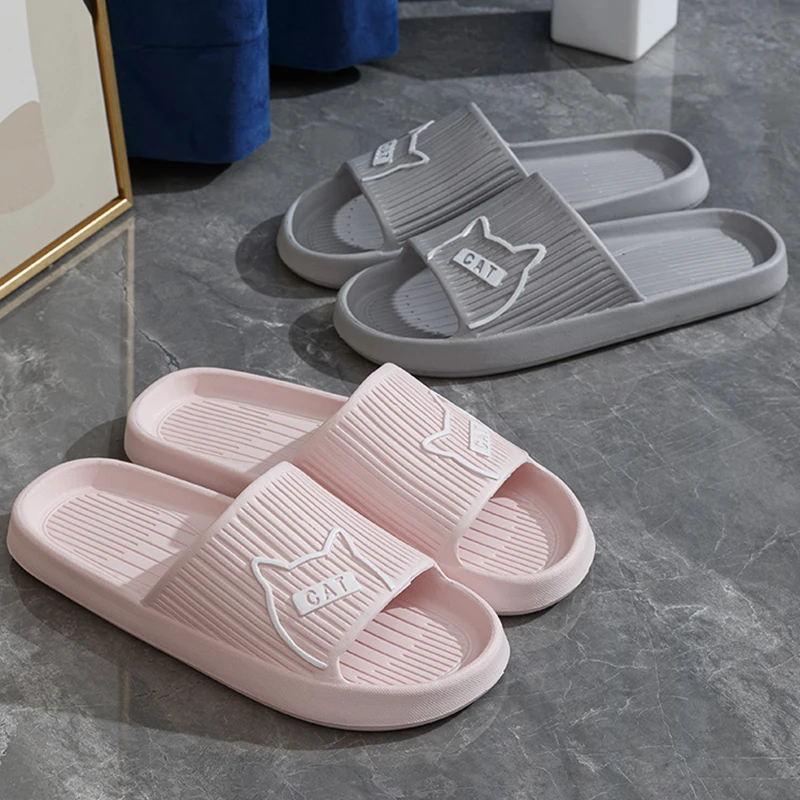 New Fashion Cartoon Couple Non-slip Flat Slides Summer Lithe Sandals For Women Men Slippers Ladies' Home Shoes Indoor Flip Flops