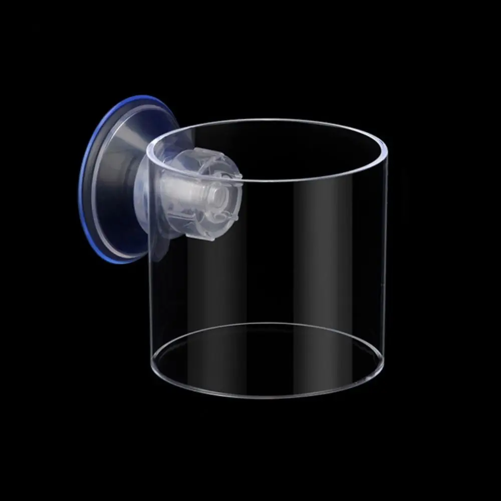 Rectangle/Round Aquarium Suction Cup Feeder Acrylic Fixed-Point Acrylic Aquarium Fish Feeder with Suction Cup Transparent