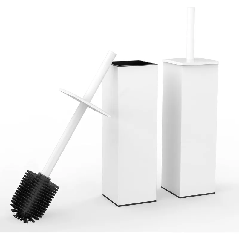 Toilet Brush and Holder Set 2pcs,Square Toilet Bowl Brush for Bathroom with 304 Stainless Steel Handle Toilet Cleaner Brush