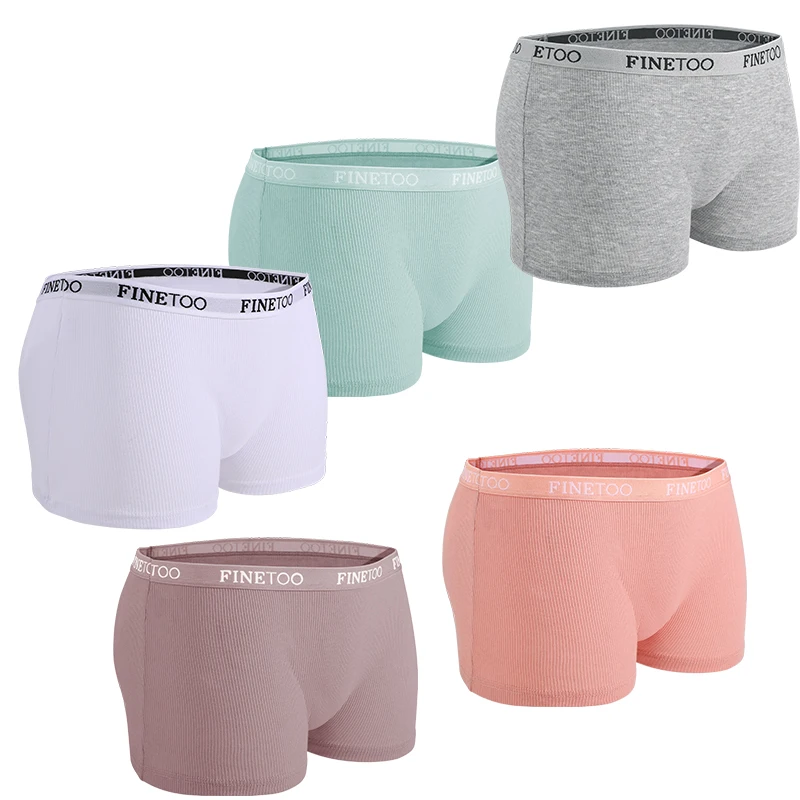 FINETOO 2PCS/set Women Cotton Panties Female Boxer Boyshort Underwear Low Waist Letter Logo Ladies Pants Soft Intimates Lingerie