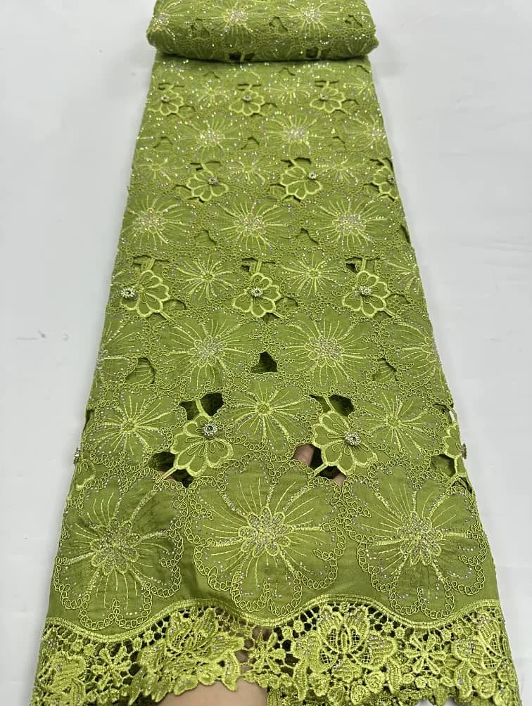 

African Stoned Lace Fabric High Quality 2025 Nigerian Guipure Embroidery Net Lace Swiss Chiffon Lace For Wedding Dress