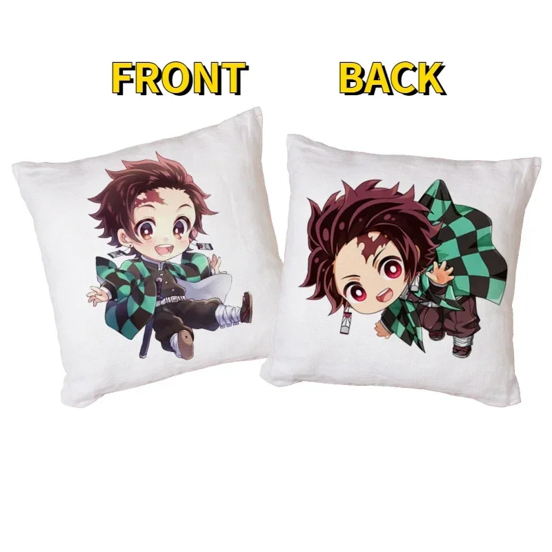 Anime Demon Slayer Double-side Printed Pillowcase Kamado Tanjirou Plushed Living Room Home Sofa Car Decor Cushion Cover 45x45cm