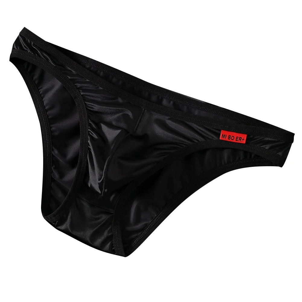 Men Satin-like Bikini Ice Silk Stretch Brief Pouch Lingerie Breathable Panties Seamless Underwear Underpants Japanese Thongs
