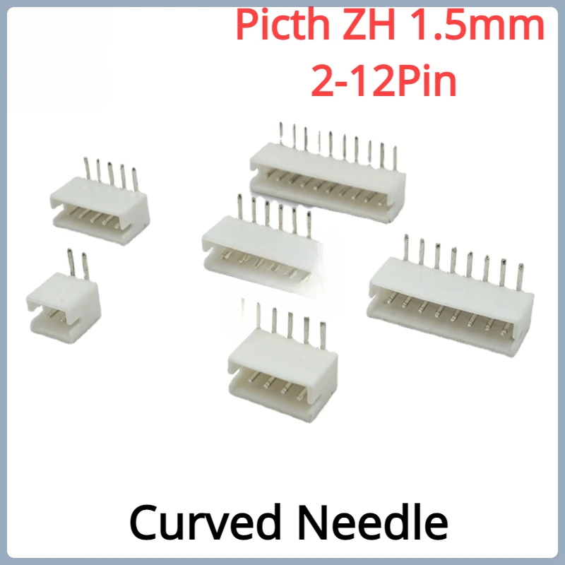 

50Pcs/lot JST Picth 1.5mm Curved Needle Zh1.5mm Spacing Curved Socket 2p3p4p5p6p7p8p9p10p-12p Connector