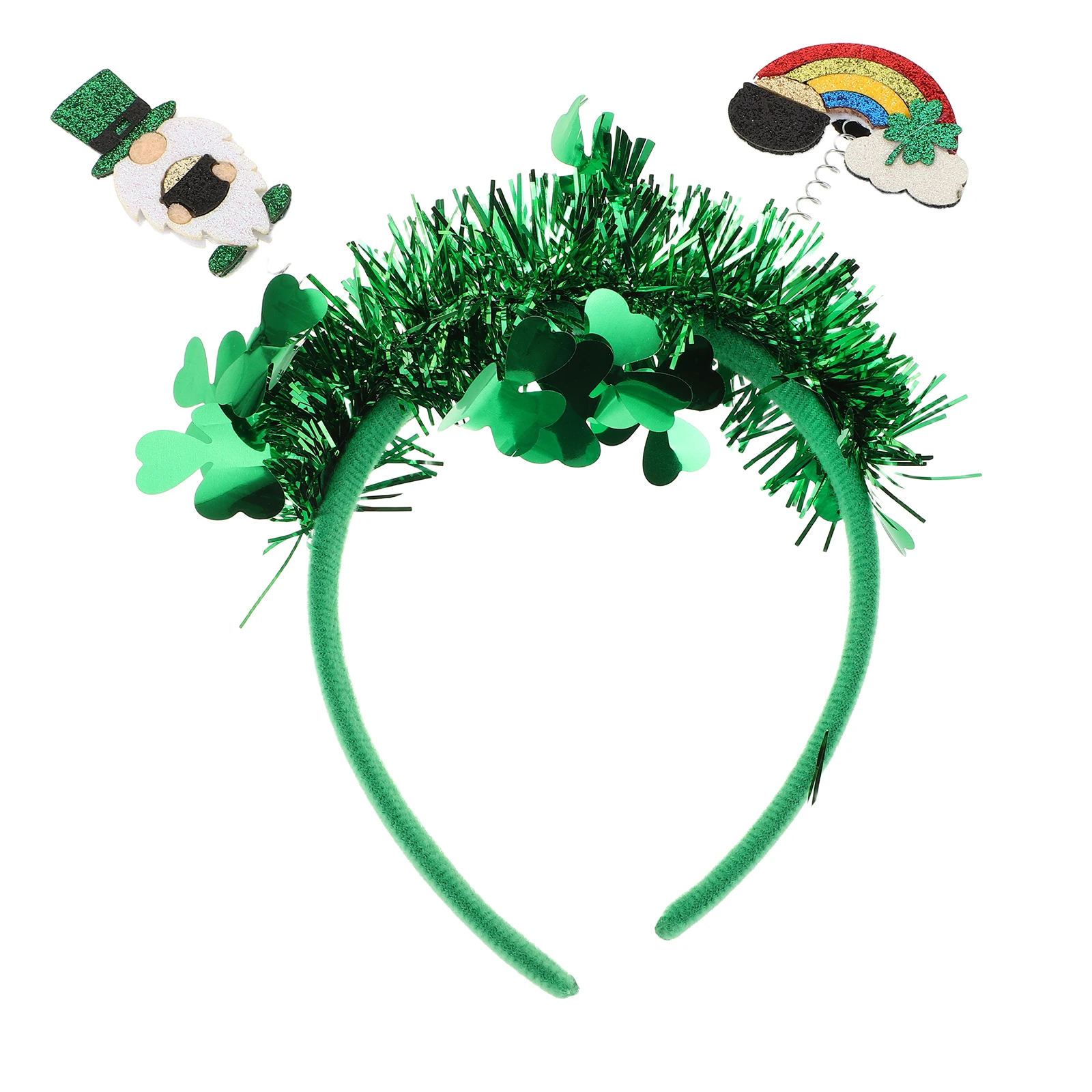 

Green Shamrock St Patrick Day Headband Soft Elastic Party Hairband Beard Decoration Festival Hair Accessory Women Girls