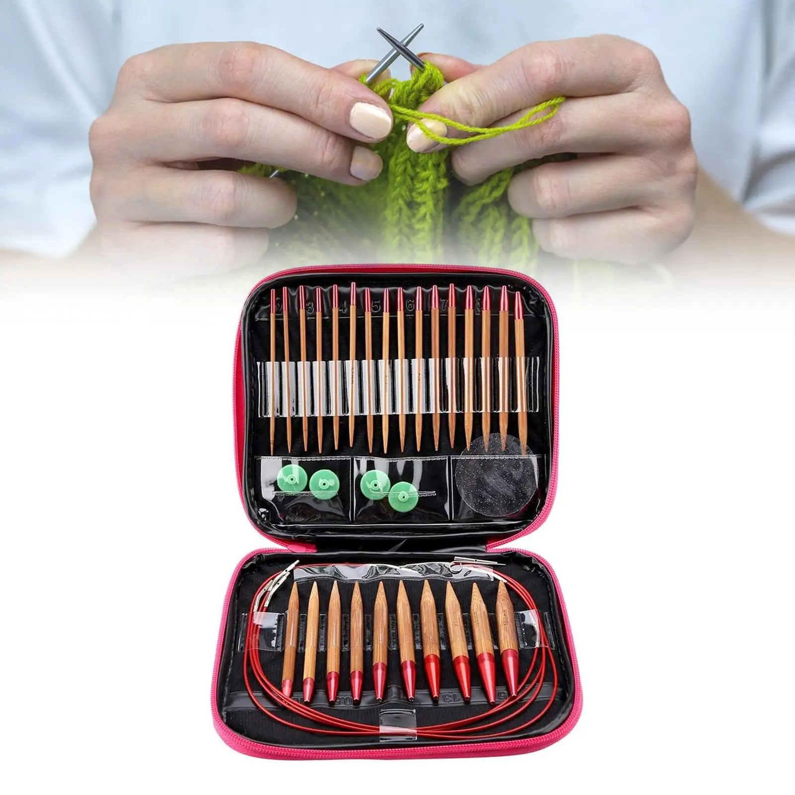 

Circular Knitting Pins Set Removable Aluminum with Storage Case for Knitting Projects Hand Knitting Small Project DIY Beginners