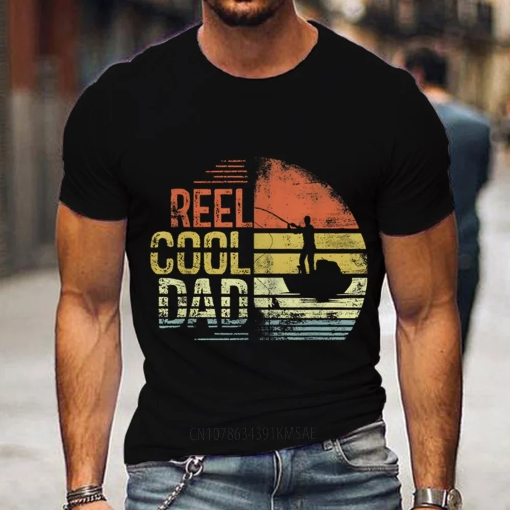 Reel Cool Dad Print T-shirts for Men Tshirt Funny Fishing Shirts Homme Harajuku Father's Day Gift T Shirt Short Sleeve Camiseta