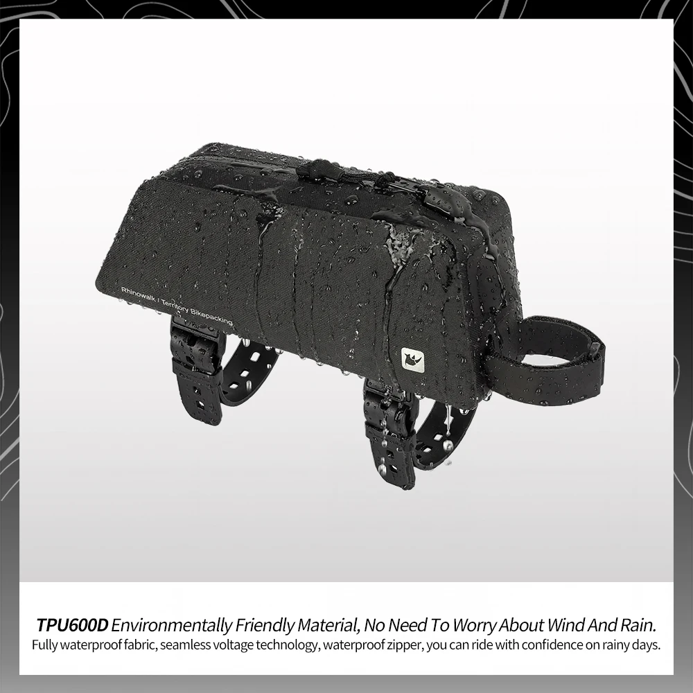 Strap InstallationRhinowalk Bike Top Tube Bag 1L Waterproof Bike Frame Bag Cycling Storage Bag Bikepacking Accessories Screw Or