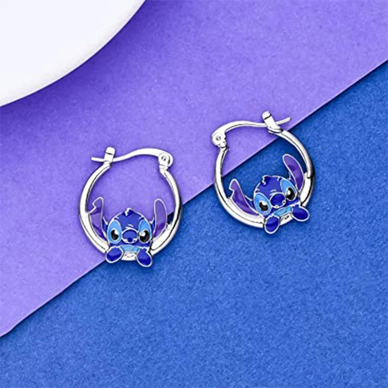 Kawaii Disney Anime Lilo & Stitch Earrings Cartoon Stitch Metal Earring Delicate Female Jewelry Accessories Birthday Xmas Gifts