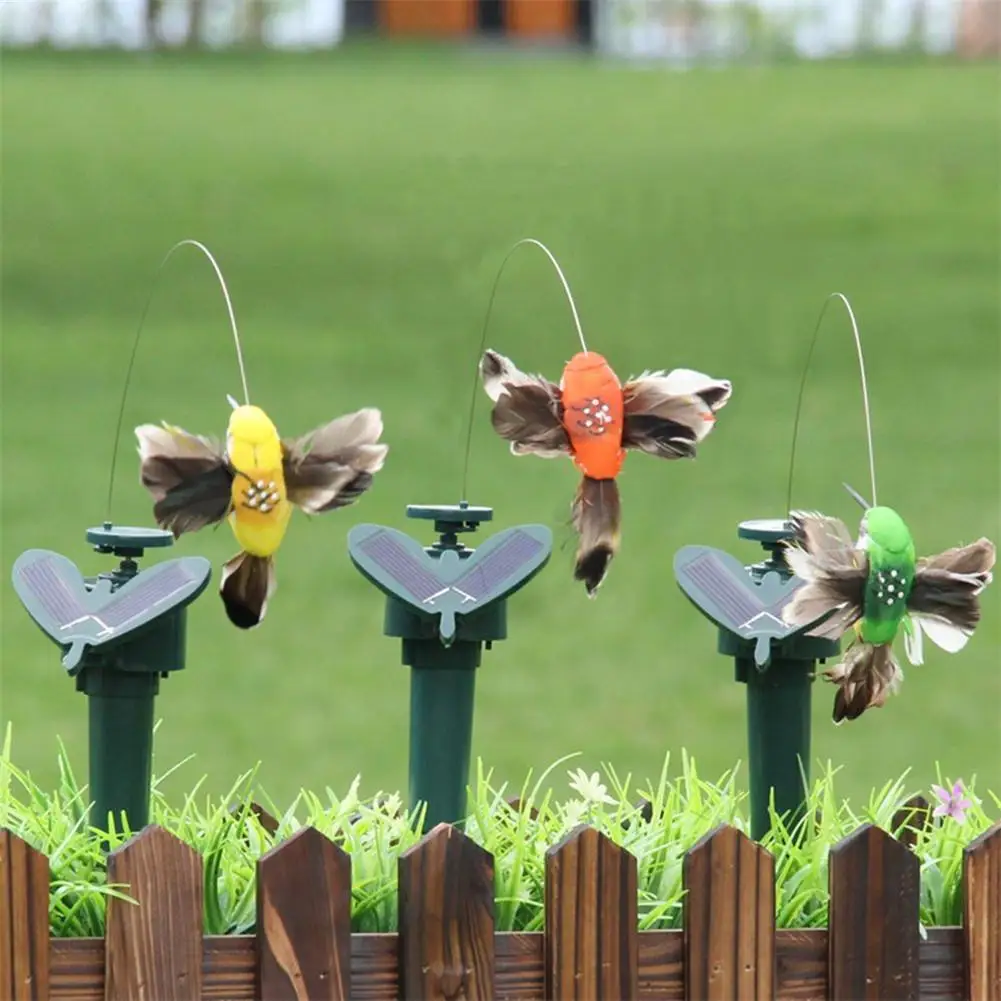 Solar Rotating Bird Toy Flying Hummingbird Power Vibration Birds Stake Realistic bird visual effects Toy Garden Decoration
