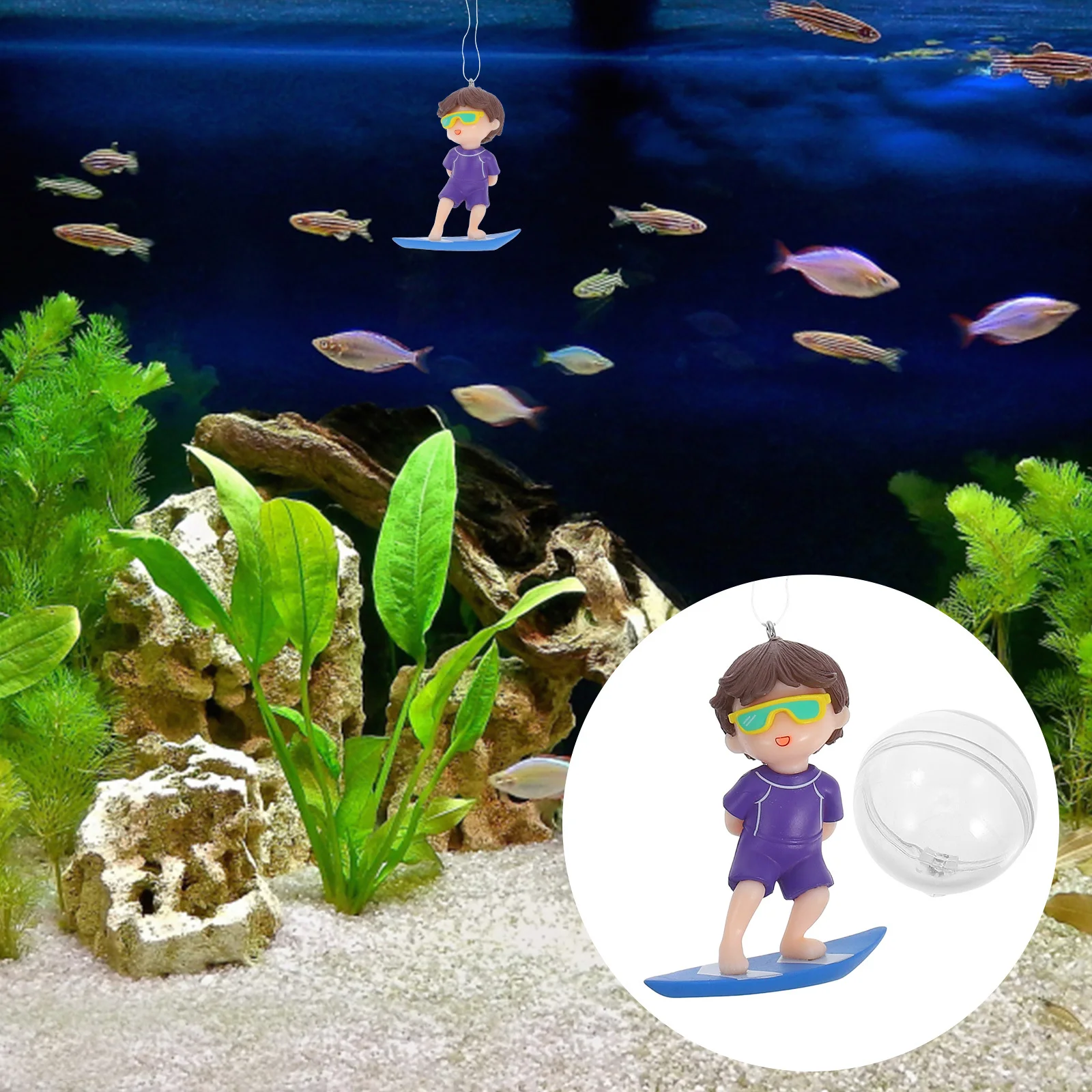 

1 Set Of Floating Whale Girl Resin Craft Aquarium Decoration For Kids Fish Tank Small Betta Decor Marine Animal Beach Party