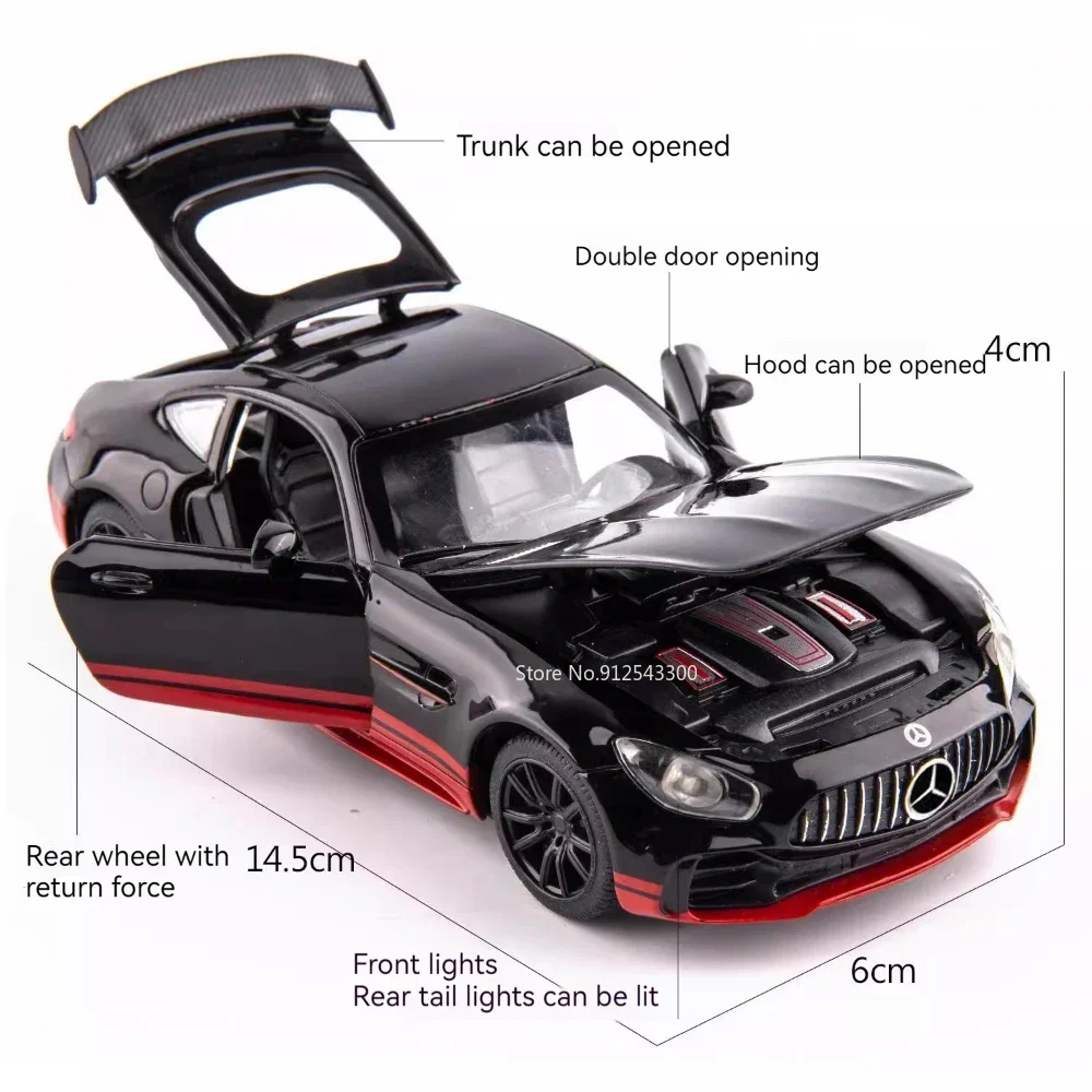 1:32 GT C260 Sports Car Model Toy Alloy Diecasting Doors Opened Pull Back Vehicle Models Sound Light Collection Gift for Boys