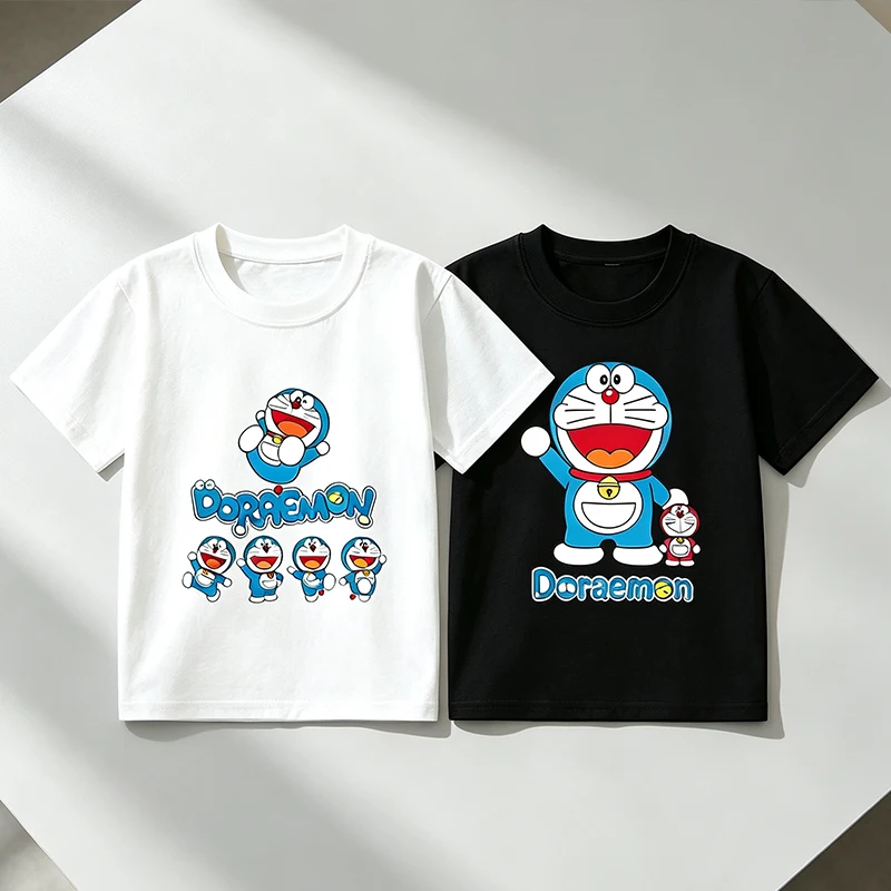 Doraemon Kids T-shirt Children Short Sleeves Cute Cartoon tees Fashion Cotton T shirt  Boy Girl Tops Summer Clothe birthday gift