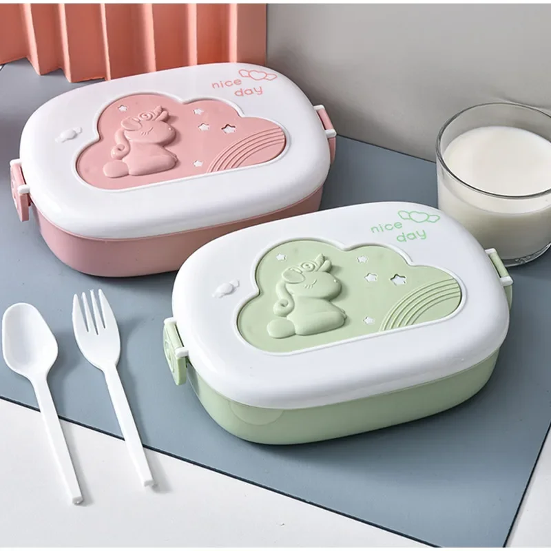 Sevimli yemek kabı Çocuklar için Bölmeler Mikrodalga Bento Öğle Yemeği Kutusu Çocuk Çocuk Okul Açık Kamp Piknik Gıda Kabı Taşınabilir