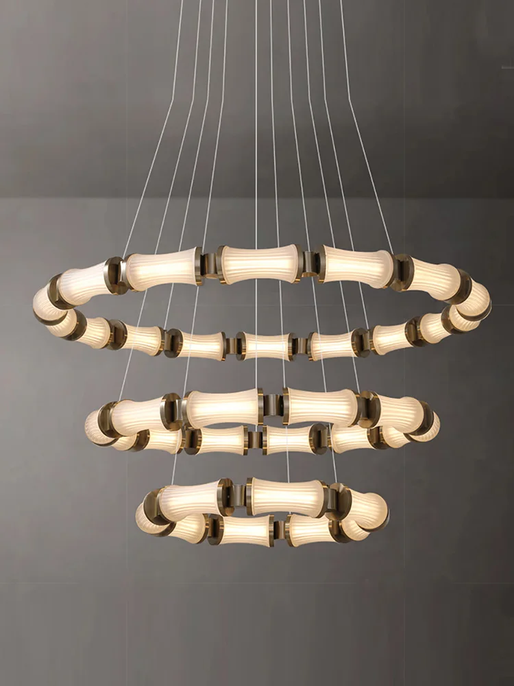 

American-style LED indoor lighting glass chandelier, suitable for living room and dining room home interior lighting, dimmable