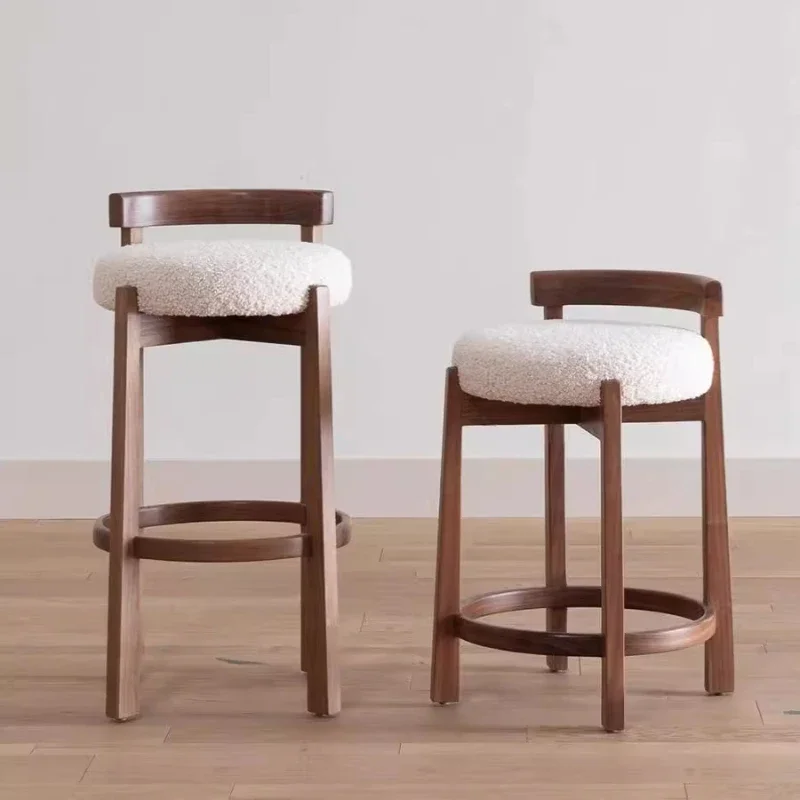 

ZRetro Minimalist Bar Chairs Solid Wood Island Relax Adults High Chairs Light Luxury Comfortable Taburetes De Bar Home Furniture