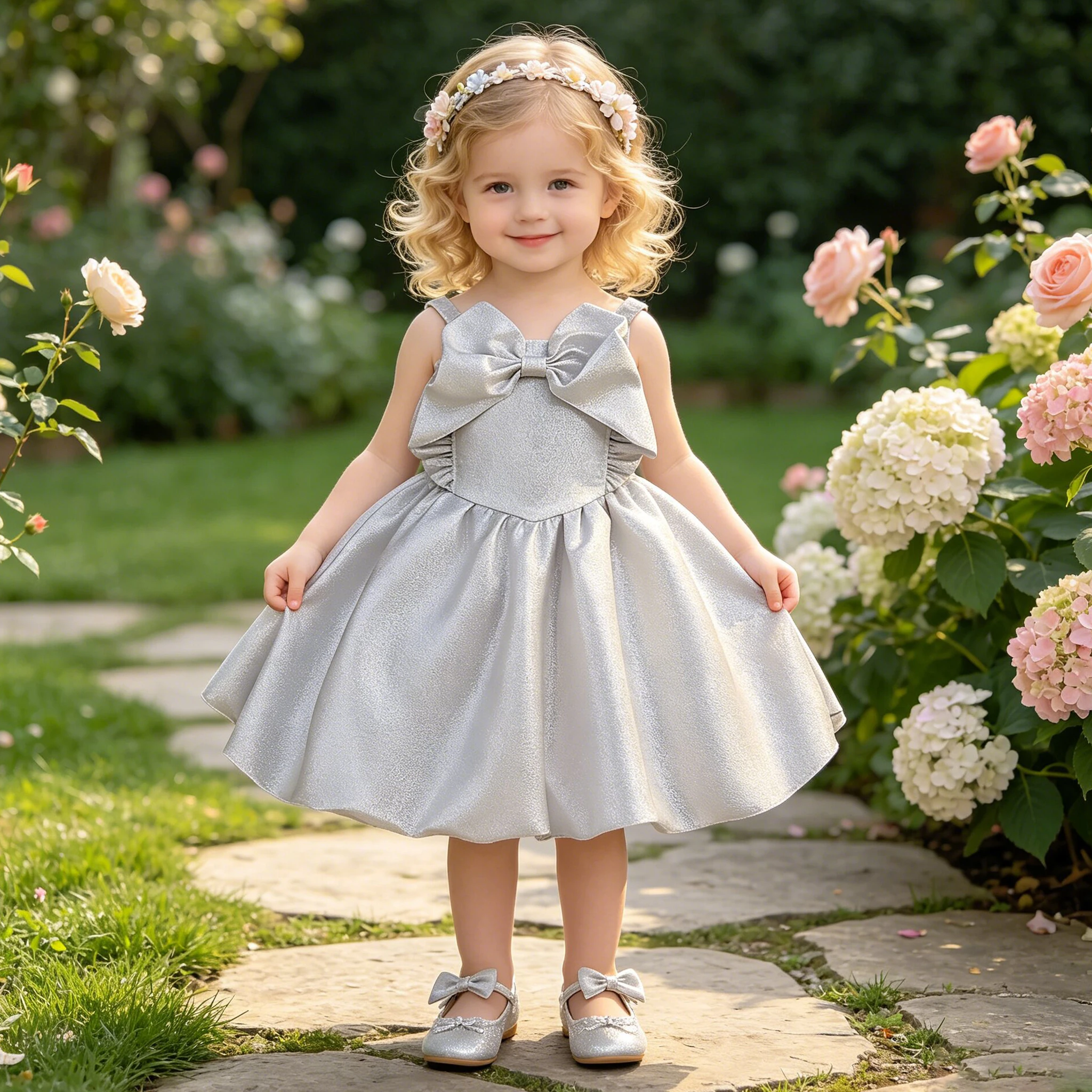 

Infant Bow Bridesmaids Princess Party Baby Girls Dress Summer 1st Birthday Pageant Girl Prom Gown Elegant Wedding Kids Clothing