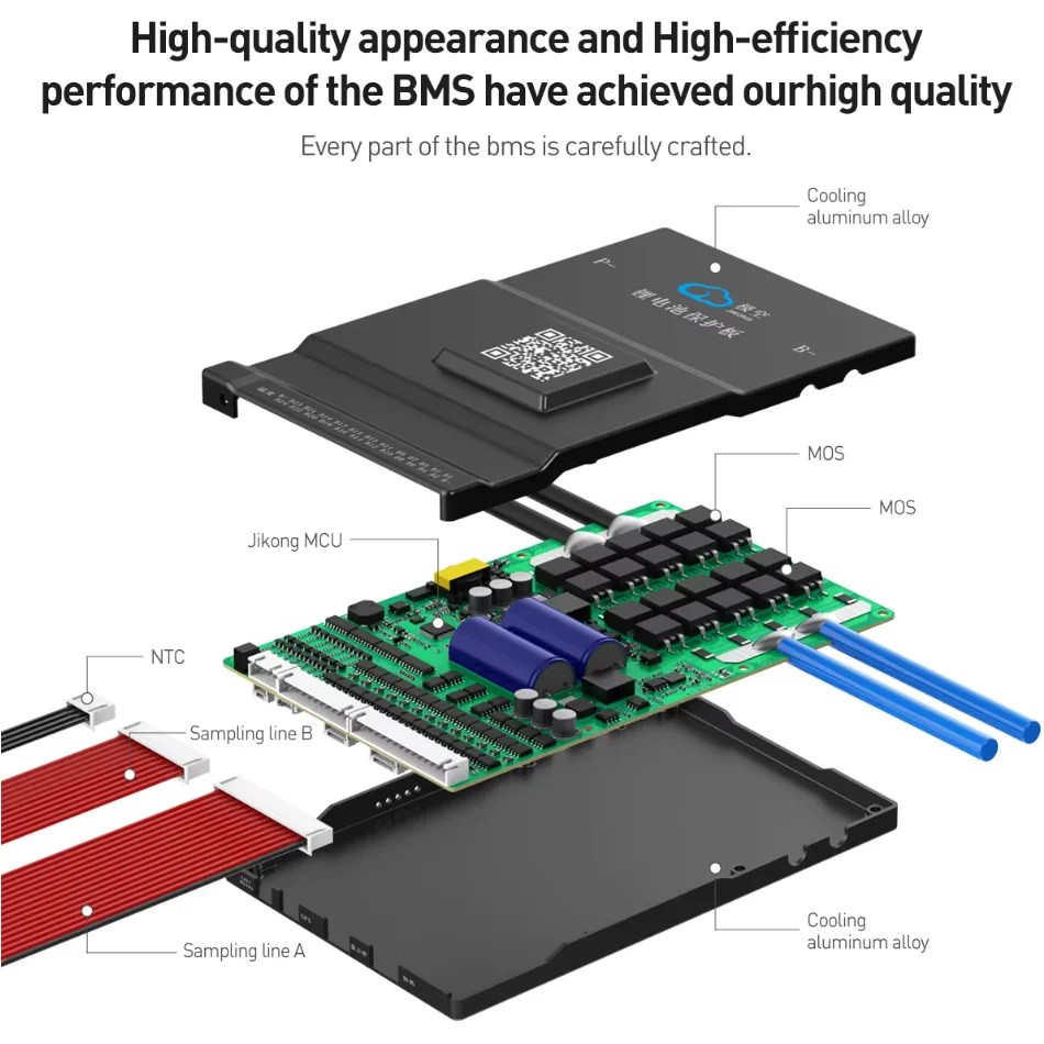 JIKONG JKBMS Corrente de equilíbrio ativo 2A 4S 8S 12S 13S 14S 16S 17S 20S 24S Lifepo4 Li-Ion Lto Bateria 200A