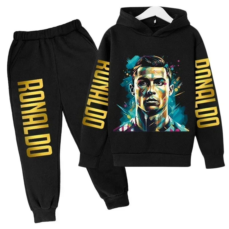 Ensemble de vêtements pour enfants à la mode d'automne, imprimé Ronaldo, sweat-shirt + pantalon, ens