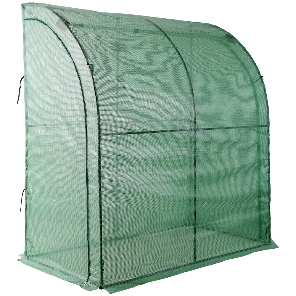 3 Tier Lean-To Portable Greenhouse, Heavy Duty Indoor Outdoor Garden Greenhouse with Wire Shelves, 2 Roll-Up Zipper Doors, Easy Assembly, 79